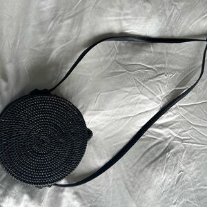 Elegant Black Woven Shoulder Bag